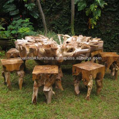 Teak Root Furniture Indonesia - Teak Root Wood Round Dining Table